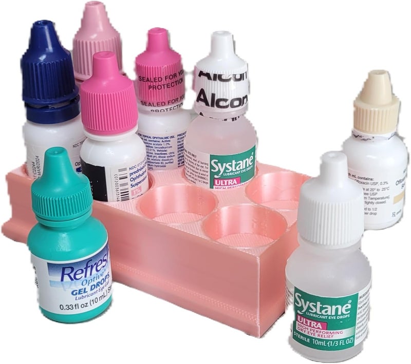 Znet3D Eye Drop Bottles Organizer & Storage – 8-Slot Holder (Pink) - Image 3